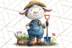 Farm Animals Gardening Clipart, Cute Farm Animal Garden PNG Product Image 3