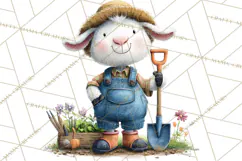 Farm Animals Gardening Clipart, Cute Farm Animal Garden PNG Product Image 3