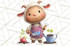 Farm Animals Gardening Clipart, Cute Farm Animal Garden PNG Product Image 4