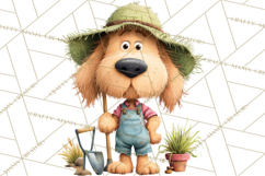 Farm Animals Gardening Clipart, Cute Farm Animal Garden PNG Product Image 5