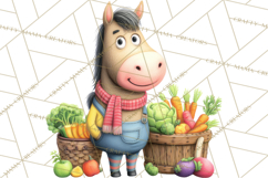 Farm Animals Gardening Clipart, Cute Farm Animal Garden PNG Product Image 4