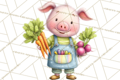 Farm Animals Gardening Clipart, Cute Farm Animal Garden PNG Product Image 3