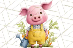 Farm Animals Gardening Clipart, Cute Farm Animal Garden PNG Product Image 5