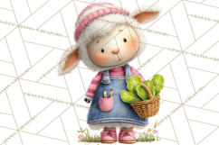 Farm Animals Gardening Clipart, Cute Farm Animal Garden PNG Product Image 4