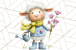 Farm Animals Gardening Clipart, Cute Farm Animal Garden PNG Product Image 5