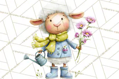 Farm Animals Gardening Clipart, Cute Farm Animal Garden PNG Product Image 5