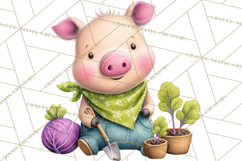 Farm Animals Gardening Clipart, Cute Farm Animal Garden PNG Product Image 3