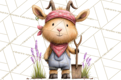 Farm Animals Gardening Clipart, Cute Farm Animal Garden PNG Product Image 4