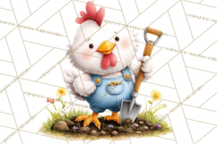 Farm Animals Gardening Clipart, Cute Farm Animal Garden PNG Product Image 5
