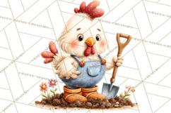 Farm Animals Gardening Clipart, Cute Farm Animal Garden PNG Product Image 2
