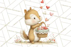 Cozy Cottage Valentine Critters Clipart PNG Animals Product Image 3