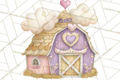 Heart Homes Valentine Clipart, Cozy Cottage PNG Product Image 3