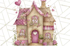 Heart Homes Valentine Clipart, Cozy Cottage PNG Product Image 2