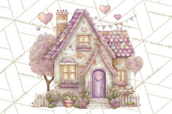 Heart Homes Valentine Clipart, Cozy Cottage PNG Product Image 3
