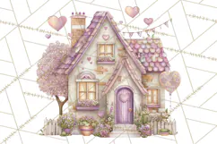 Heart Homes Valentine Clipart, Cozy Cottage PNG Product Image 3