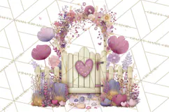 Heart Homes Valentine Clipart, Cozy Cottage PNG Product Image 4