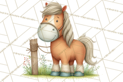Farm Animals Clipart PNG, Cow Pig Sheep Horse Chicken Goat Product Image 5
