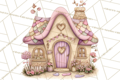 Heart Homes Valentine Clipart, Cozy Cottage PNG Product Image 5