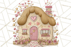 Heart Homes Valentine Clipart, Cozy Cottage PNG Product Image 2
