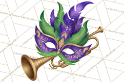 Jazz &amp; Brass Mardi Gras Clipart, Carnival Music PNG Product Image 4