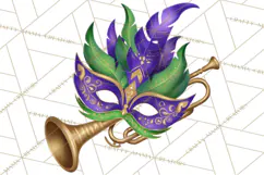 Jazz & Brass Mardi Gras Clipart, Carnival Music PNG Product Image 4