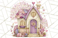 Heart Homes Valentine Clipart, Cozy Cottage PNG Product Image 3