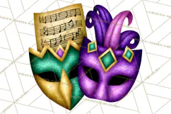 Jazz & Brass Mardi Gras Clipart, Carnival Music PNG Product Image 5