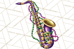 Jazz &amp; Brass Mardi Gras Clipart, Carnival Music PNG Product Image 4