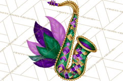 Jazz &amp; Brass Mardi Gras Clipart, Carnival Music PNG Product Image 3