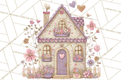 Heart Homes Valentine Clipart, Cozy Cottage PNG Product Image 5