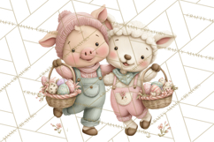Easter Farm Animals Clipart PNG, Farm Animals Easter Eggs Product Image 2