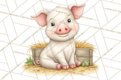Farm Animals Clipart PNG, Cow Pig Sheep Horse Chicken Goat Product Image 2