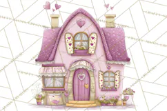 Heart Homes Valentine Clipart, Cozy Cottage PNG Product Image 2