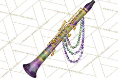 Jazz & Brass Mardi Gras Clipart, Carnival Music PNG Product Image 3