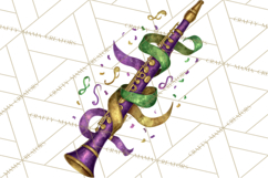 Jazz &amp; Brass Mardi Gras Clipart, Carnival Music PNG Product Image 5