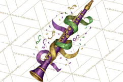Jazz & Brass Mardi Gras Clipart, Carnival Music PNG Product Image 5