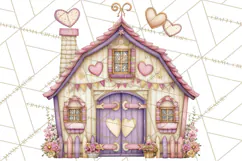 Heart Homes Valentine Clipart, Cozy Cottage PNG Product Image 4
