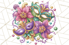 Mardi Gras Clipart PNG Party Icons Masks Beads Fleur De Lis Product Image 2