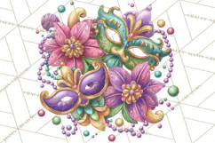 Mardi Gras Clipart PNG Party Icons Masks Beads Fleur De Lis Product Image 2