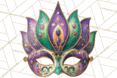 Mardi Gras Clipart PNG Party Icons Masks Beads Fleur De Lis Product Image 3