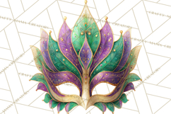 Mardi Gras Clipart PNG Party Icons Masks Beads Fleur De Lis Product Image 4