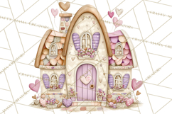Heart Homes Valentine Clipart, Cozy Cottage PNG Product Image 4