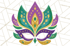 Mardi Gras Clipart PNG Party Icons Masks Beads Fleur De Lis Product Image 4