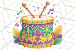 Mardi Gras Clipart PNG Party Icons Masks Beads Fleur De Lis Product Image 5