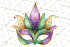 Mardi Gras Clipart PNG Party Icons Masks Beads Fleur De Lis Product Image 2