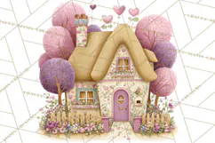 Heart Homes Valentine Clipart, Cozy Cottage PNG Product Image 2
