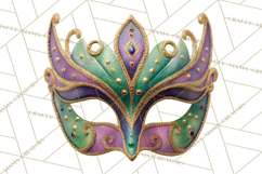 Mardi Gras Clipart PNG Party Icons Masks Beads Fleur De Lis Product Image 5