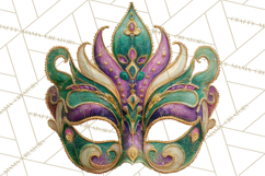 Mardi Gras Clipart PNG Party Icons Masks Beads Fleur De Lis Product Image 2