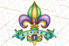 Mardi Gras Clipart PNG Party Icons Masks Beads Fleur De Lis Product Image 3