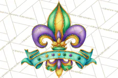 Mardi Gras Clipart PNG Party Icons Masks Beads Fleur De Lis Product Image 3